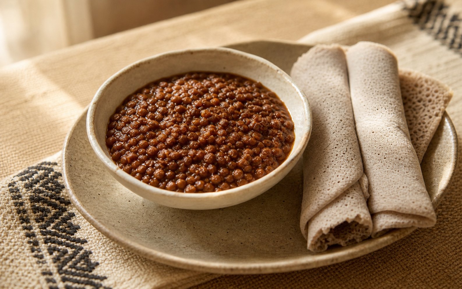 Brown Misir Wot — hearty Ethiopian red lentil stew with injera